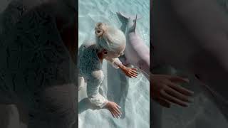 Girl Kisses Dolphin In The Ocean Magical Dolphin Encounter