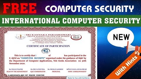 INTERNATIONAL COMPUTER SECURITY DAY l COMPUTER SECURITY CERTIFICATE QUIZ l FREE l CERTIFICATE #Quiz