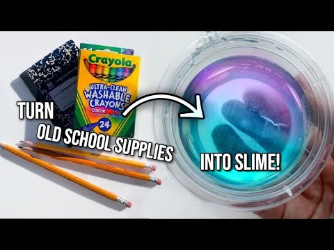 NO GLUE SLIME 📓🌈 how to turn your old school supplies into slime!!