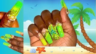 LEMON LIME BEACH Nails  3D VACATION Acrylic Nails