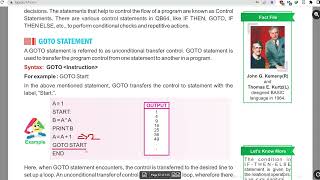 Kanna School | Class 8 | Lesson - 6: Conditional Control Statements | GOTO Statement
