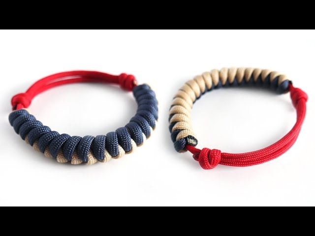 How to Make a Snake Knot Adjustable Shackle Paracord Bracelet Tutorial 