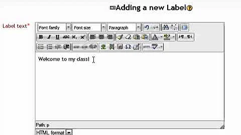 Moodle - Adding a Label