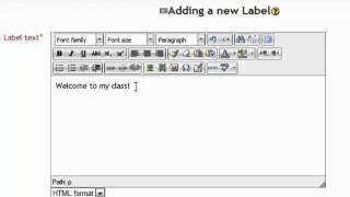 Moodle - Adding a Label