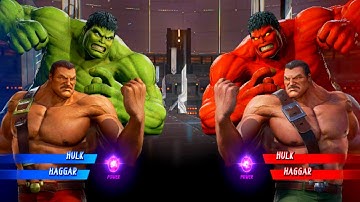 Hulk & Haggar Vs Red Hulk & Haggar (Very Hard)AI Marvel vs Capcom
