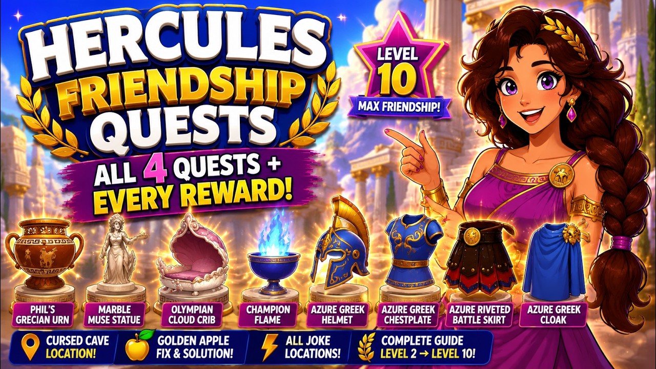 🏛️ HERCULES FRIENDSHIP QUESTS GUIDE! 🏛️ All 4 Quests + Every Reward! | #disney #dreamlightvalley