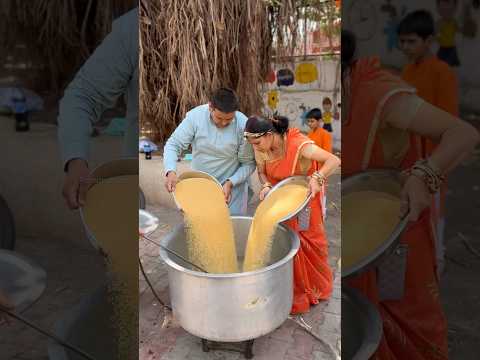 Ramnavmi's largest Gau Seva Bhog Making😍 #explore #food #cow #shorts #indianstreetfood #ram #hindu
