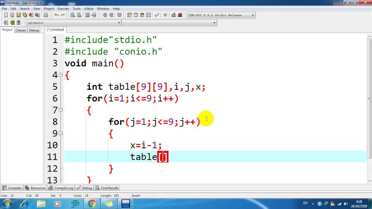 โจทย์ array 2 มิติ c++  2022 Update  week8 (3/3) Array 2 มิติ ทำเป็นตารางสูตรคูณ Dev-C++