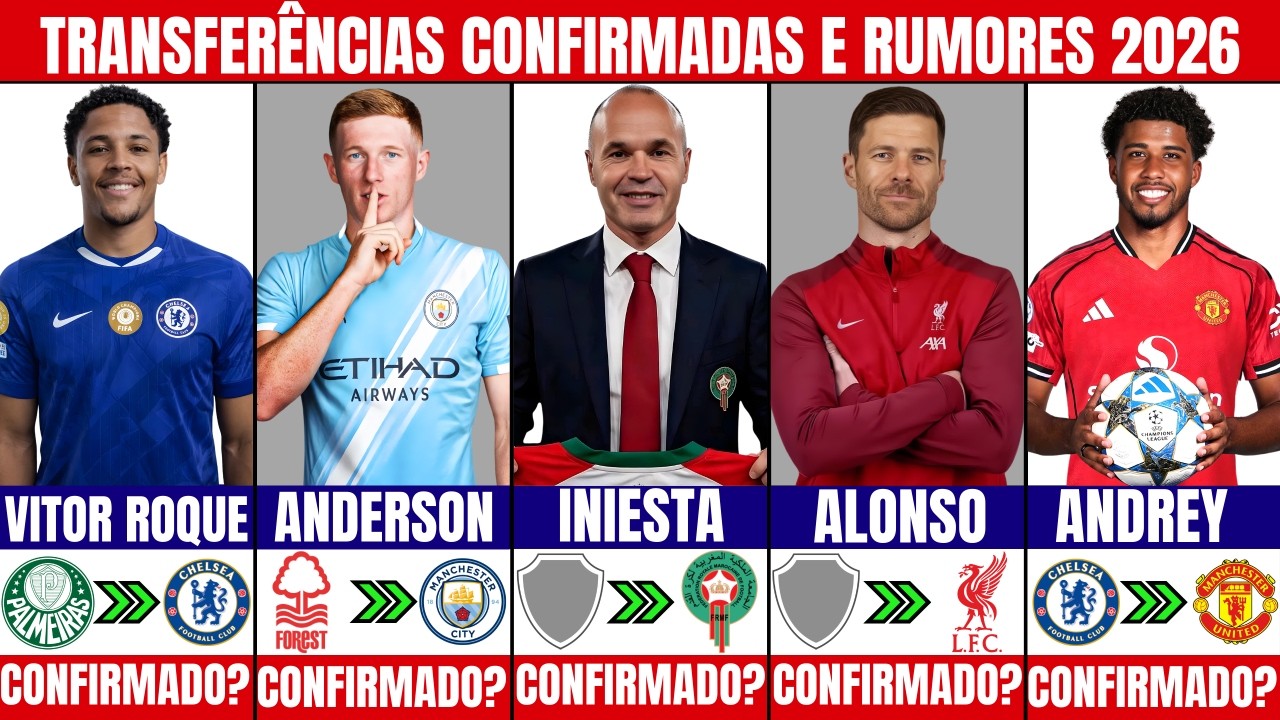 🚨 MERCADO DA BOLA ATUALIZADO 2026! 🚨🔥 Com Vitor Roque, Iniesta, Andrey... etc.