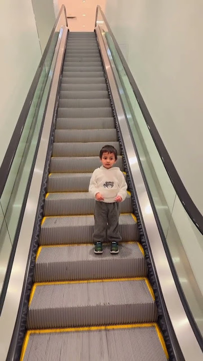Could this cute pie❤️go down on escalator alone😮😍 #shorts #ytshorts #trend #escalator