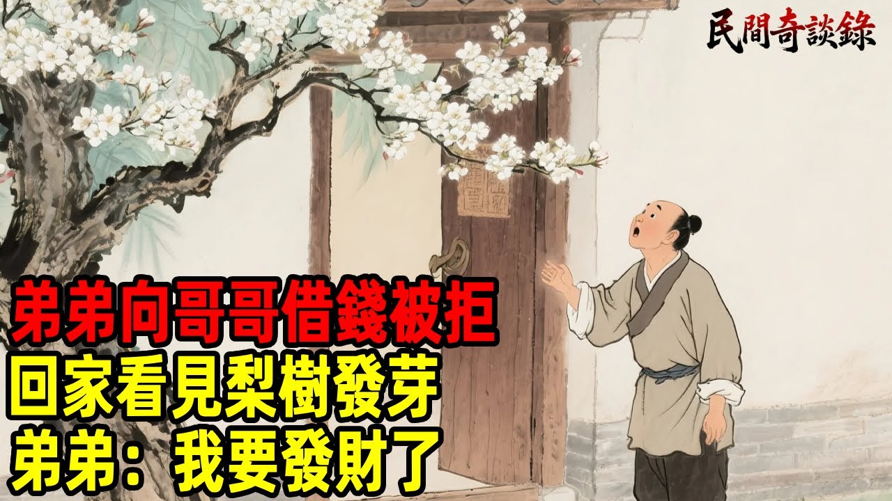 弟弟向哥哥借錢被拒，回家看見梨樹發芽，弟弟：我要發財了！【民間奇談錄】#民間故事 #台灣傳說 #懸疑故事 #銀髮頻道 #懷舊故事 #助眠故事