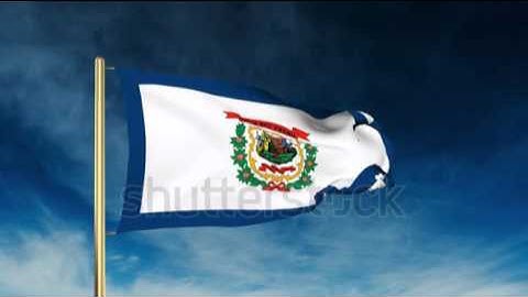 west virginia flag slider style. Waving in the win with cloud background animation Stock video by