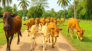 Aktivitas Sapi Lembu kampung Berkeliling Menuju ladang, Suara Sapi Moo, Sapi Lucu Beramai ramai
