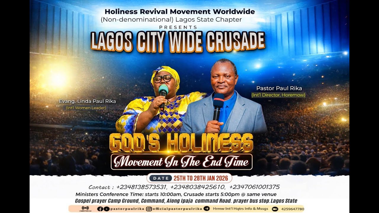LAGOS CITY WIDE CRUSADE - (DAY 3 EVENING SESSION) || Holiness Movement In The End-Time
