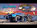 High speed rollover CRASH on the drag strip! | Sick Week Day 1