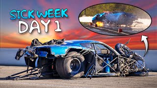 High speed rollover CRASH on the drag strip! | Sick Week Day 1