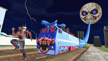 Largest Police Moon Train vs Franklin Fight - indian bikes driving 3d game 