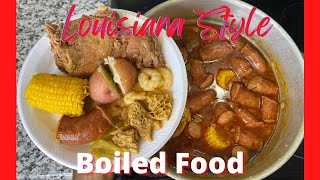 Louisiana Style Boiled Turkey Necks, Neck Bones, Honeycomb Tripe, Shrimp, Corn, Sausage, & Potatoes