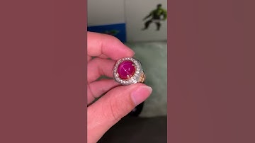 Nhẫn vip Ruby sao lục yên màu đỏ sao cánh nhung Hồng nặng 12 ct vàng 10k 2 màu giá 60 triệu