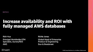AWS re:Invent 2020: Increase availability and ROI with fully managed AWS databases
