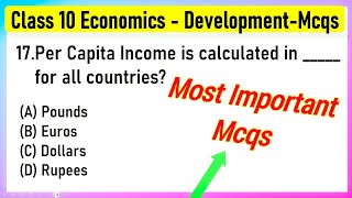 Class 10 Economics Mcqs  Development Chapter 1  Social Science  10 Mcqs 202324