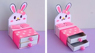 How to make mini Bed / Diy bed from firebox /DIY school project/easy Bed from firebox /Paper Crafts
