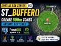Learn ST_Buffer() in PostGIS | Create 500m Buffers Around Features | Spatial SQL #3