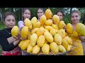 Yellow mango with sticky rice cook recipe and eat - Amazing video