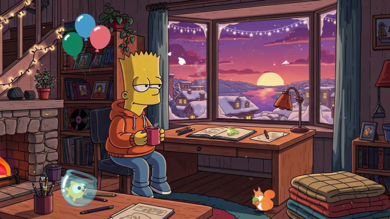 Study Cafe Ambience 🌇 Lofi Hip Hop | Calming Music ❄️ Lofi that Make You Study Better