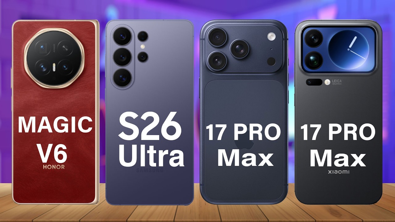 Honor Magic V6 vs Samsung S26 Ultra vs iPhone 17 Pro Max vs Xiaomi 17 Pro Max Full Comparison