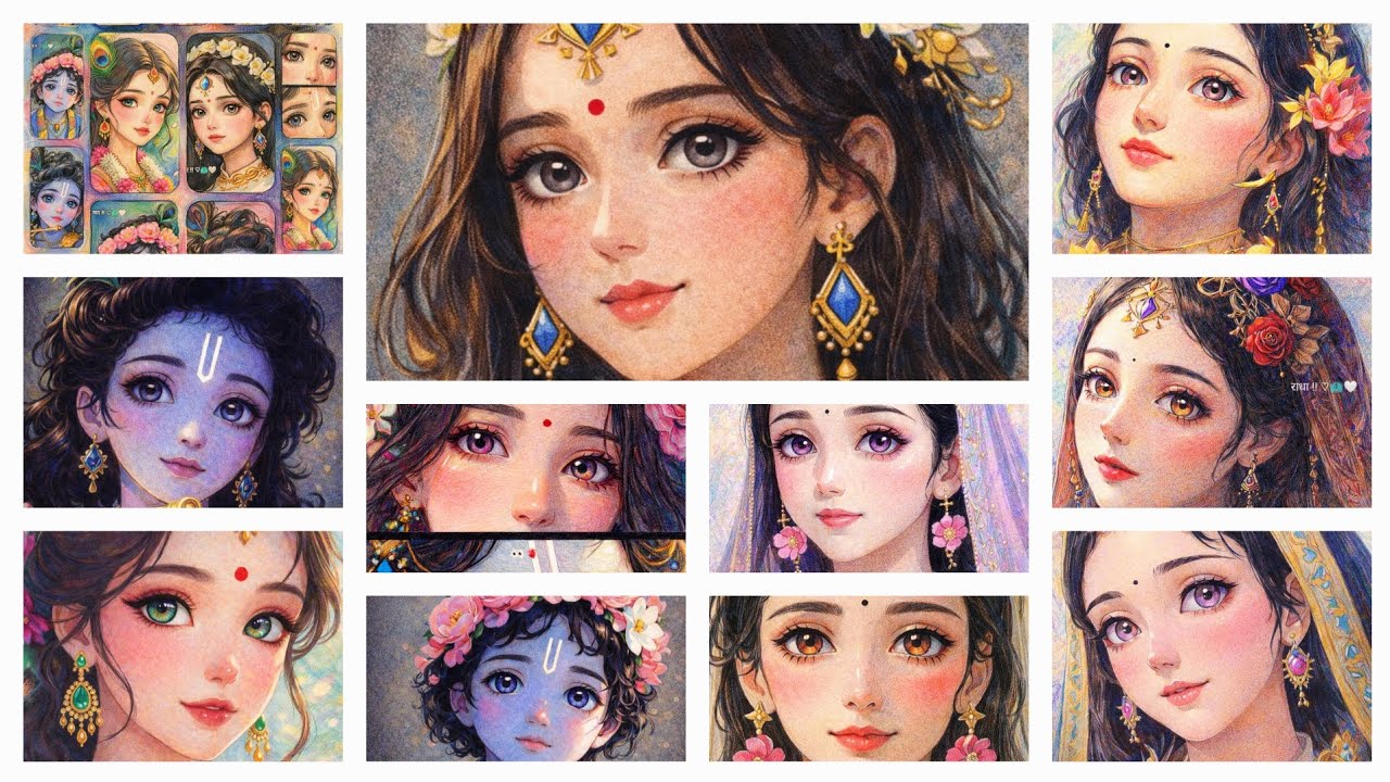 Radha krishna drawing and artist hand vs art 