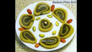 Badam Pista Roll | Almond Pistachio Fudge
