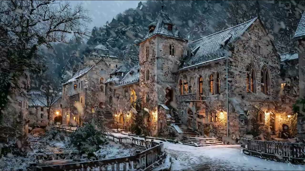 Quiet Snowy Night Ambience with Whispering Wind and Falling Snow for Restful Sleep and Deep Focus
