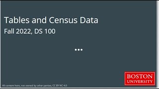 DS 100 Tables & Census Data