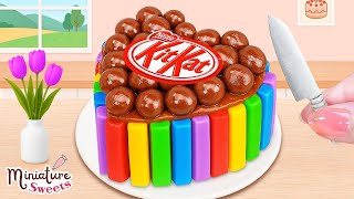 맛있는 레인보우 케이크 레시피 🍫 귀여운 킷캣 초콜릿 케이크 데코 아이디어 🍫 Miniature Sweets