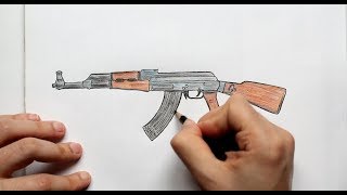 ⁣Как нарисовать Автомат Калашникова AK 47(Ehedov Elnur) How to Draw a Kalashnikov AK-47