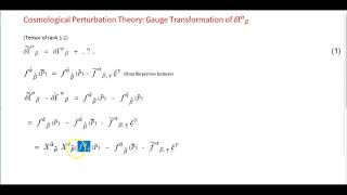 Cosmological Perturbation Theory Lecture 07