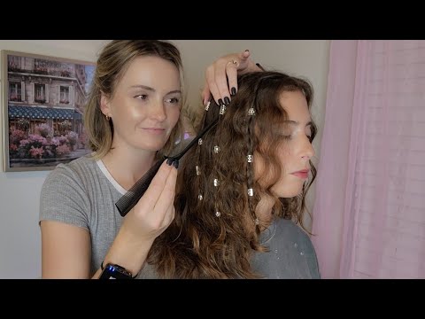 ASMR Perfectionist Viking Hairstyle Hair play With Nordic Beads - Tiny Braids, Accessories, Defining