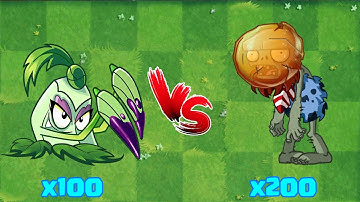 PVZ 2 Challenge - 100 Plants Vs 200 Amberhead Zombie Levels 5 - How Many Plant Will Win?