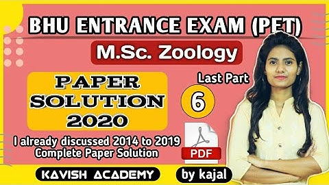 BHU MSc Zoology 2020 Entrance Paper Solution | Part-6 (last part) #bhumsczoology2020 #bhumsczoology