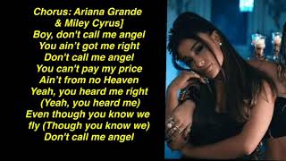 Ariana Grande,Miley Cyrus &Lana Del Rey — Don’t call me angel lyrics