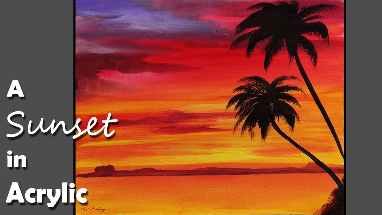 Acrylic Painting : A Sunset in Acrylic Color | Episode-1 - YouTube