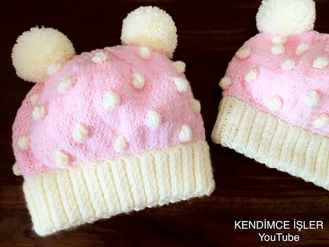 🍭ŞEKER GİBİ BEBEK BERESİ Yapımı -  Knitting Popcorn Baby Hat - Tomurcuklu Bebek Beresi Şapkası
