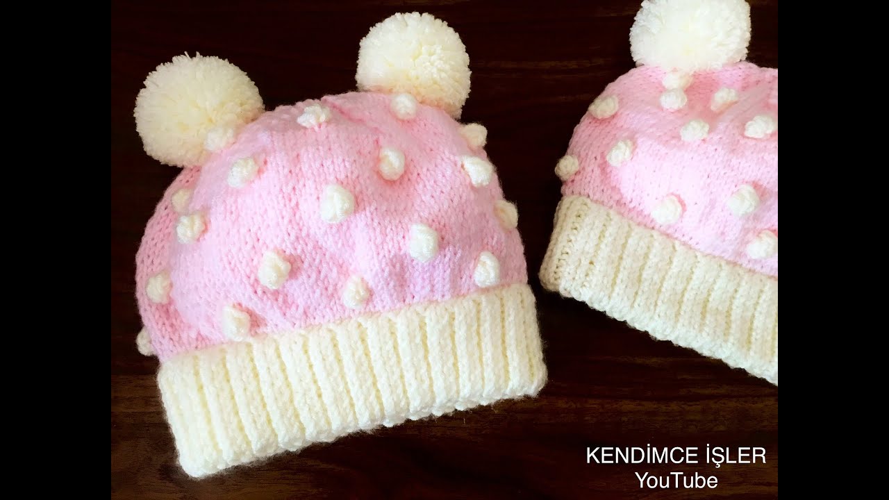🍭ŞEKER GİBİ BEBEK BERESİ Yapımı -  Knitting Popcorn Baby Hat - Tomurcuklu Bebek Beresi Şapkası