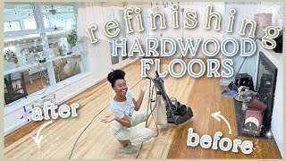 I REFINISHED THE HARDWOOD FLOORS IN OUR 1950&#39;S FIXER UPPER| Sanding Floors &amp; Swatching Stain #diy