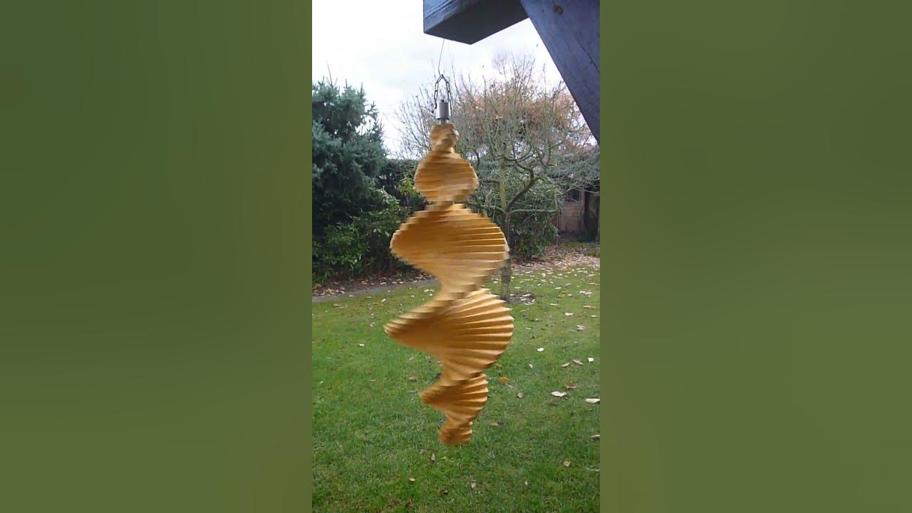 Großes Windspiel Spirale Echtholz Garten Deko Wind Spiel XXL Holz TD