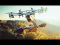 Highly amazing evtol aircraft lifts a man to the clouds