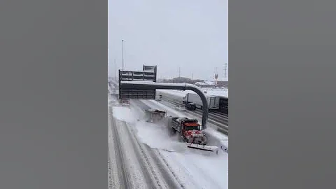 The new way of snow plowing the expressways! #snow #winter #truck #plowing #highway