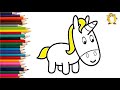 How to draw a unicorn. Coloring page/Drawing and painting for kids. Learn colors.