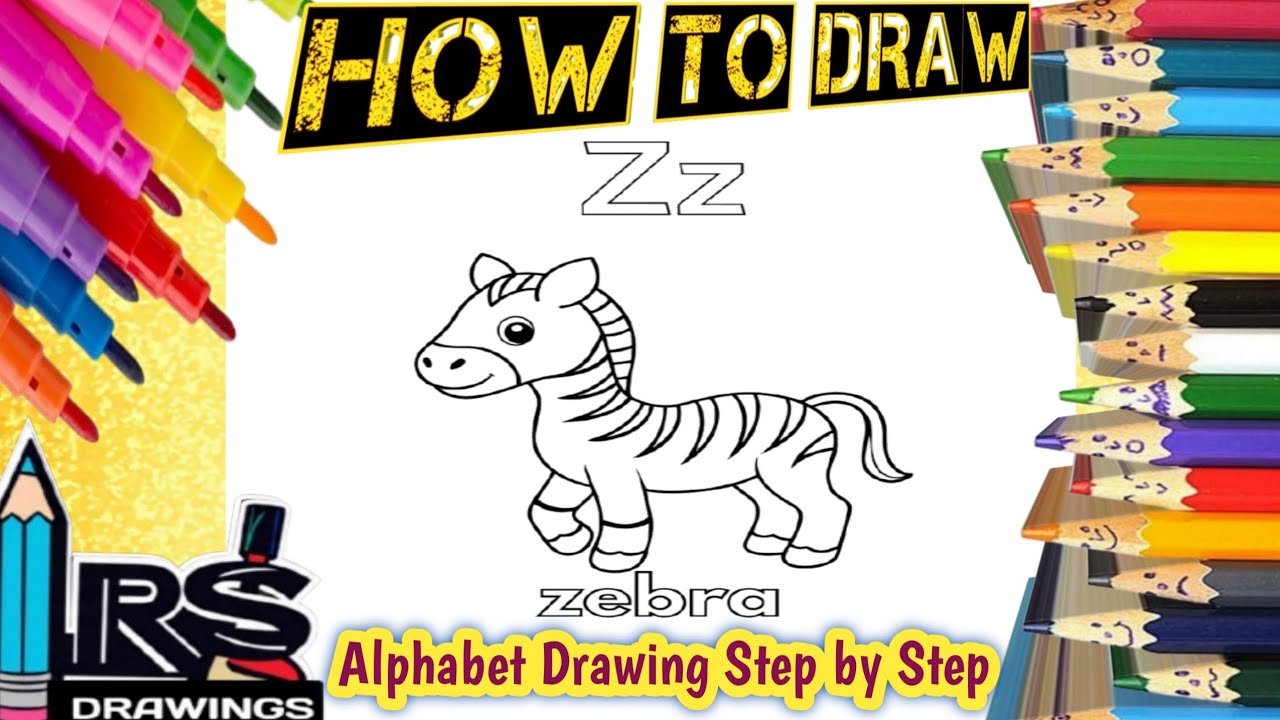 Как нарисовать зебру | Рисование алфавита для детей | Учимся рисовать алфавит от А до Я шаг за ша...